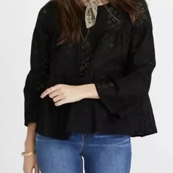 Madewell Eyelet Tiered Button Back Top - Picture 4 of 5